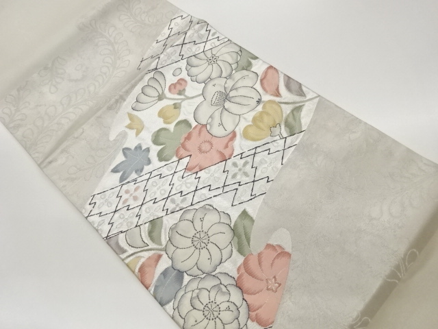 JAPANESE FUKURO OBI / WOVEN FLOWER & MATSUKAWABISHI